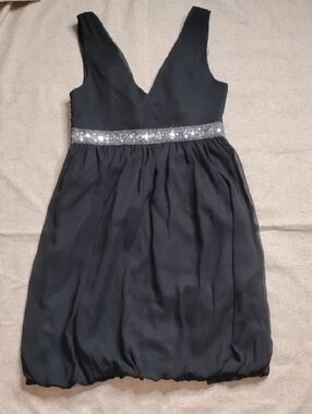 Van Heusen Black Sleeveless Party Dress with Silver Sequin Waist